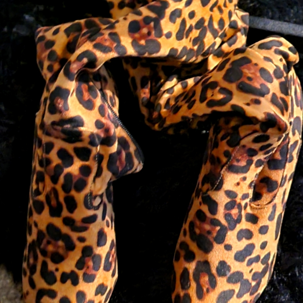 Cheetah print knee boots